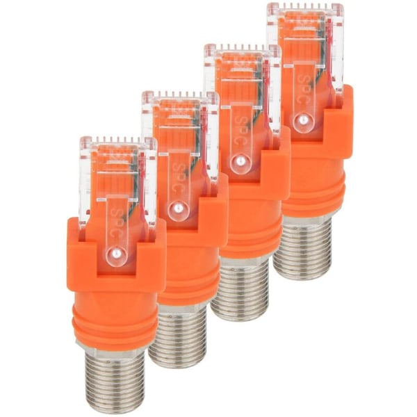 Koaksial til Ethernet-adapter, 4 stk. RF-koaksial F til RJ45 han-konverter til linjetester