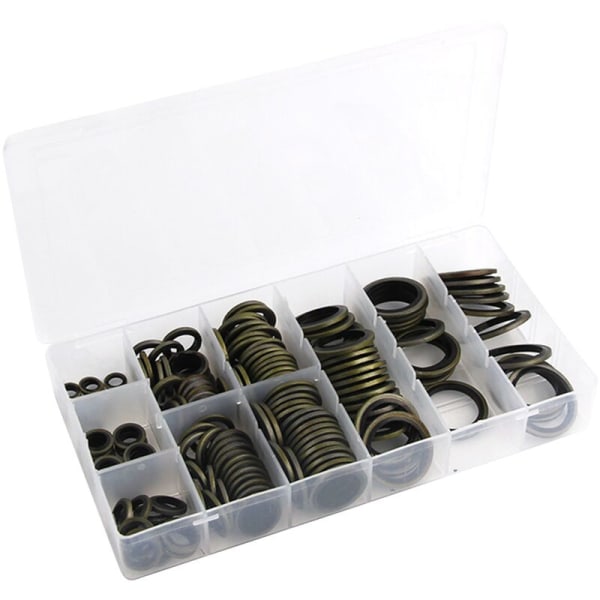 150Pcs Flat Washer Box, Galvanized Combination Washer M6-M24 Fastener Spring Washer