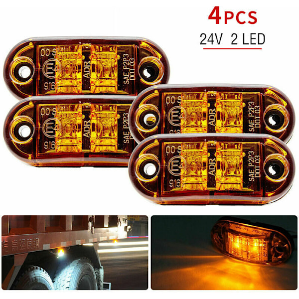 Släpvagnslampor och reflektorer, Sid-/Front-/Bakre Positionsljus 4st Orange 12V/24V, Universal LED-indikator, Positionsindikator för Lastbil/Släpvagn/C