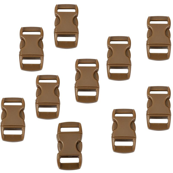 10 x 10mm Böjda Sido-Release Spännen Paracord Armband Remmar Remmar, Kaffe