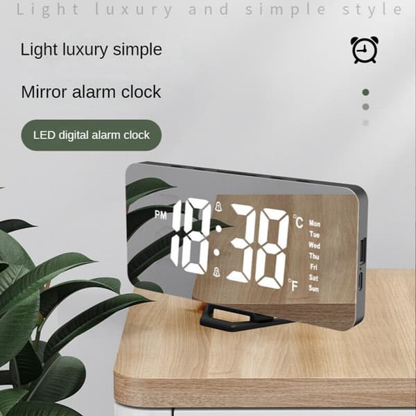 LED Digital Projektionsväckarklocka Elektronisk Bordsväckarklocka Tidsprojektor Sovrum Sängbordsur Vit