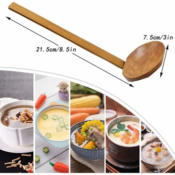 4 stk Japansk Stil Tre Sked Lang Håndtak Tre Suppe Sked Ramen Suppe Sked Servise Kjøkken Redskap Håndlaget Suppe Sked Servise-Fei Yu