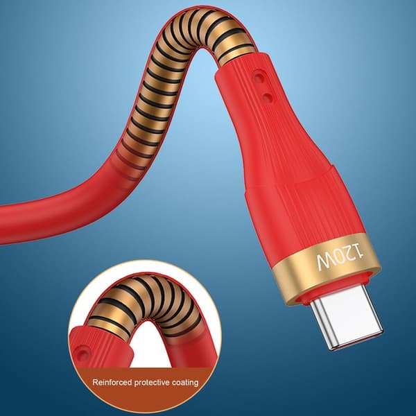 USB-kabel Ny 120W 4Ft Typ C-kabel Laddningskabel för Android Super Flash Laddningskabel - Vit