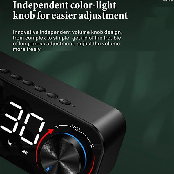 Digital Spegelväckarklocka LED-display Musikspelare Radio Bordsklocka Utomhus Utan Bluetooth-högtalare