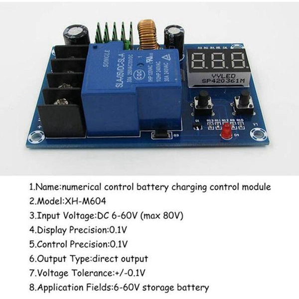 5 st XH-M604 litiumbatteri Batteriladdningskontrollmodul Batteriladdningskontrollskyddsbrytare 6-60V
