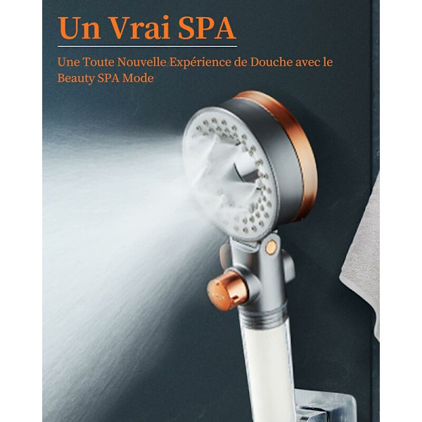 Vandbesparende Bruseshower, Kalkbeskyttende Håndbruser med Filter, Højtryksbruseshower med 3 Jet-Tilstande, SPA Bruseshower -DENUOTOP