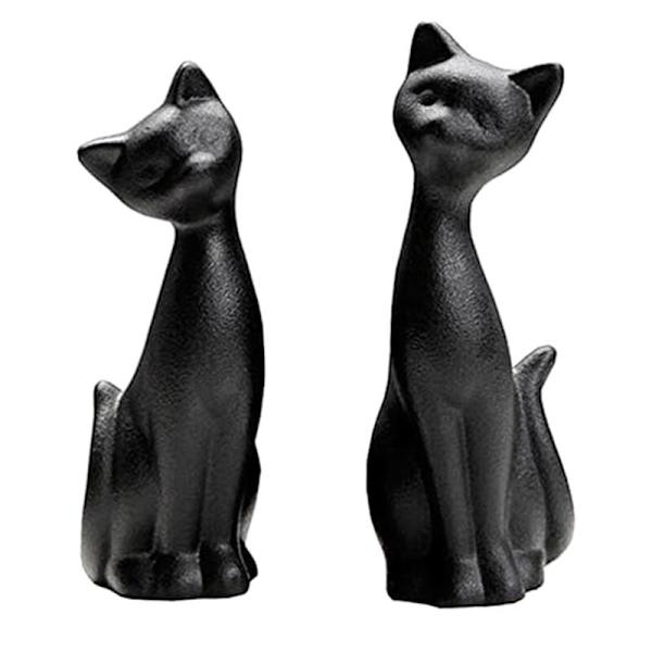Sort Keramisk Par Figur, Abstrakt Dyreskulptur, Stue Ornament, Kunsthåndværk Dekorationer, 2 Stykker