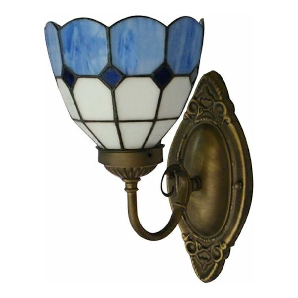 Vägglampa med Glasskärm i Retro Stil, Dekorativ Eldväggslampa - Silver
