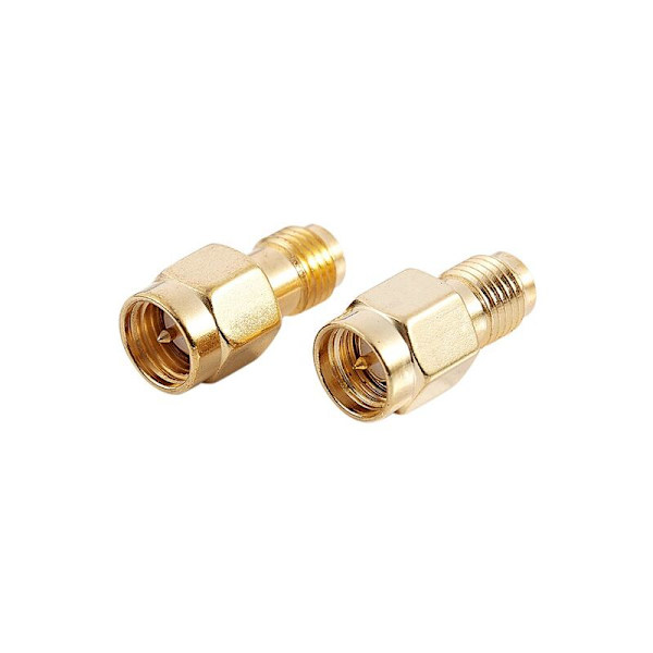 SMA hannkontakt (pinne) til hunn RP-SMA (pinne) kontaktpluggadapter for Wi-Fi-antenne/signalforsterker/repeatere/koaksialradio/RF (2-pakning)