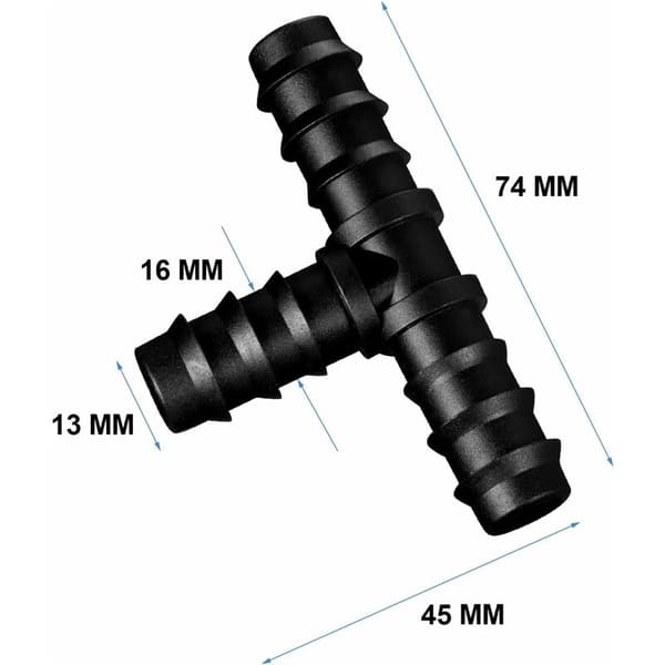 Rörkopplingar för 16 mm bevattningssystem (Tee)