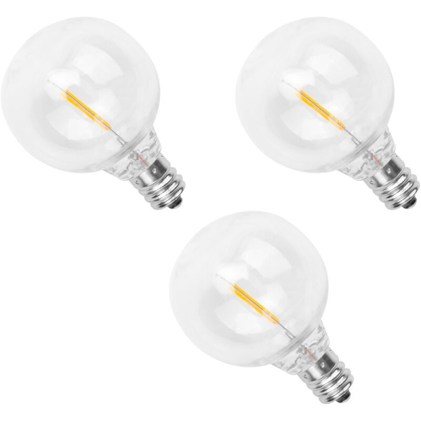 3 st G40 LED-ersättningslampor, E12 skruvbas, krossäkra LED-globlampor för solcellslampor, varmvit