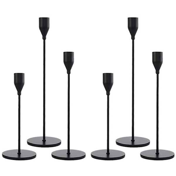 6 st ljushållare set, 3 storlekar avsmalnande ljushållare för bröllop, födelsedag, festdekoration