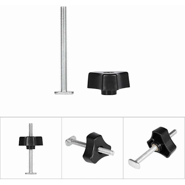8 mm:n Metalliset Nopeavaikutteiset Kiinnitysklemmit T-Uraan T-Raiteille DIY Puutyöstötyökalu (Vain T-Ruuvi ja Muovinen Nuppi)
