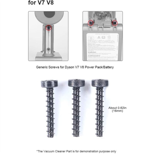 60 skruvar för dammsugare utan V6 V7 V8 V10 V11 Power Block / Batteri
