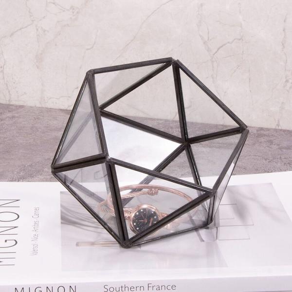 Pohjoismainen kolmion muotoinen lasinen puoliympyrä kodinsisustus kukkahuone geometrinen pehmeä kuvio koriste musta