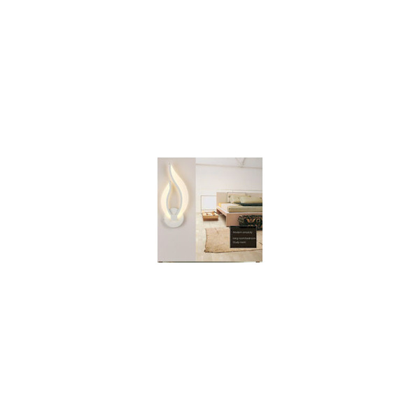 Kreativ modern vit LED-vägglampa i flammform för sovrum, trappor, loft, sängbord, kallvitt ljus