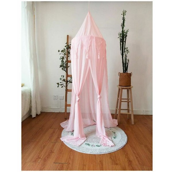 Barnehimmel Babyhimmel Seng Chiffon Baby Barnehage Dekorativ Baby Myggnett Walk-in Closet Innendørs Utendørs Lekelese Rom （Rosa）