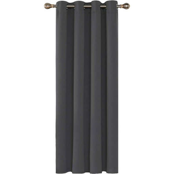 Termiskt Isolerande Mörkläggningsgardiner, 140x240 CM (Bredd x Höjd), Gardiner för Vardagsrum och Sovrum, Modern Ögla Design, Mörkgrå, 1 Styck