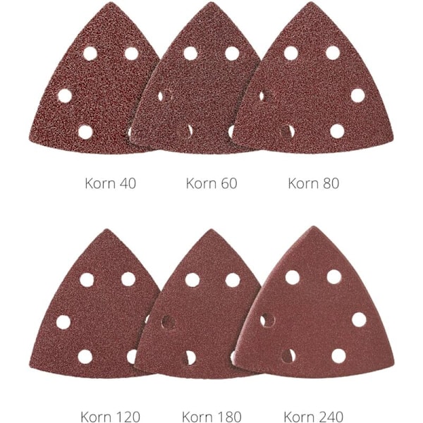 Delta-Slibeskiver │ 50 stk. │ 6 huller │ 93 x 93 x 93 mm │ korn 120 │ til deltaslibere │ Slibeskiver │ Sandpapir