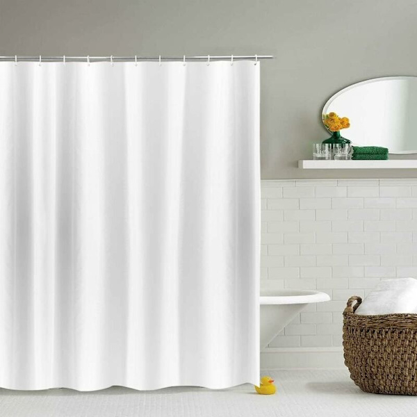 Duschdraperi extra lång 240cm vit för badrummet, stor anti-mögel polyester badrumsdraperi, vattentät för badkaret, bredd 240 x höjd