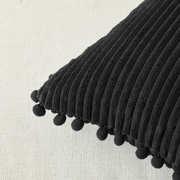 Pakke med 2 dekorative lumbale putetrekk med pomponer, myke fløyelsmyke rektangulære putetrekksett for sofa, stue, soverom, bil