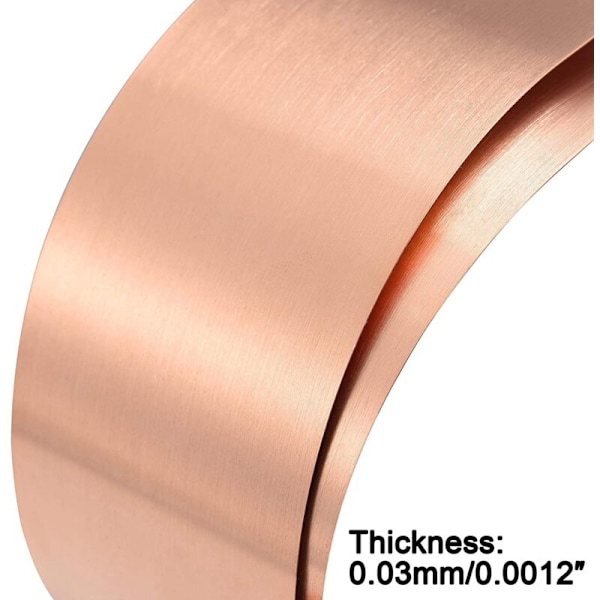 Kobberplade Rulle, Metalplade 1000mm X 100mm X 0.03mm
