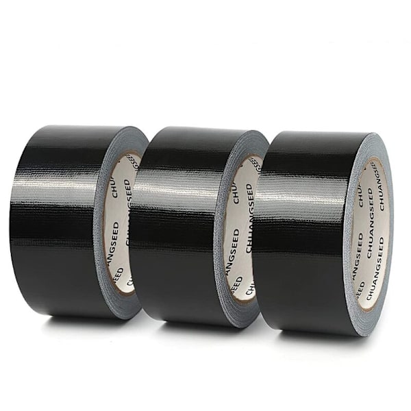 3 kpl musta kangasliima-teippa 220 mikronia x 50 mm x 20 m, musta gaffer-teippa, amerikkalainen liimaava tiivistys- ja korjausnauha, vahva pakkausnauha, leveä