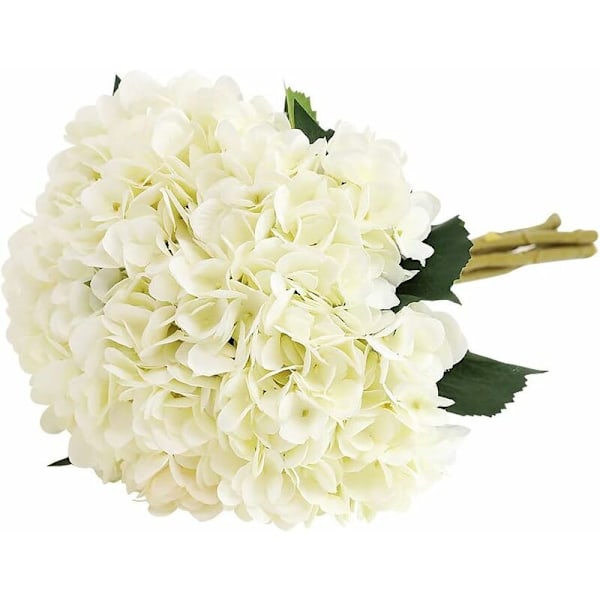 Kunstig Hortensia Blomst, 5 stk Enkelt Lang Silke Stilk 6,3 tommer Hode Hortensia Buketter for Bryllup, Hjem, Hotell, Festdekorasjon, Blomsteroppsats