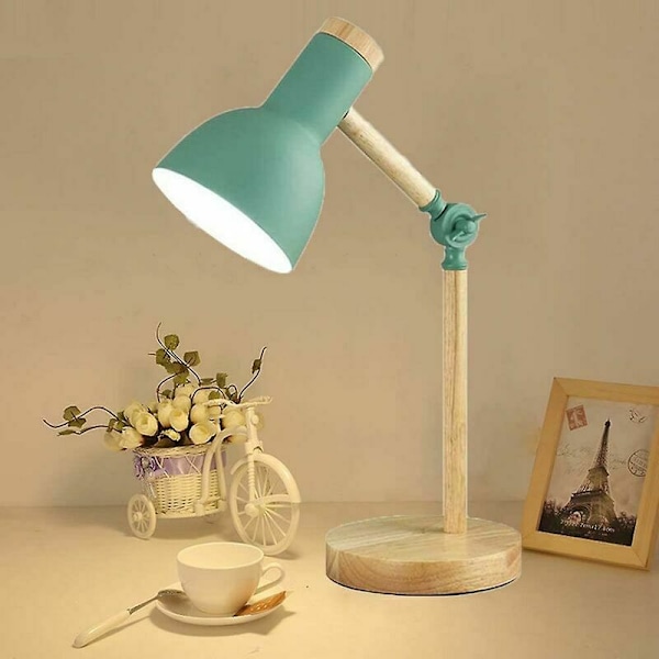 Nordisk Bordlampa Sovrum Sänglampa Barnögon Skydd Läslampa Justerbar Skrivbordslampa Led E27 Studie Nattlampa (Grön)