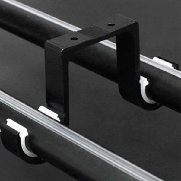 2 stk. dobbelt gardinstangbeslag i sort aluminiumlegering til loftet