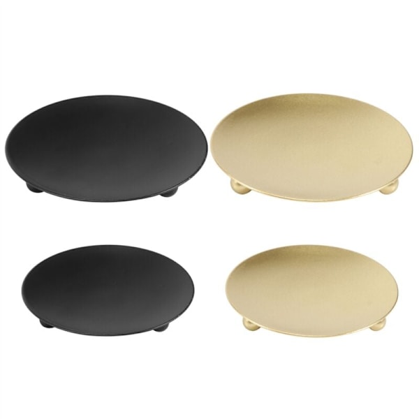 Pakke med 4 lysholdere i jern, lysholdere for søylelys, for LED- og vokslys, røkelsekjegler, spa, bryllup (gull + svart)