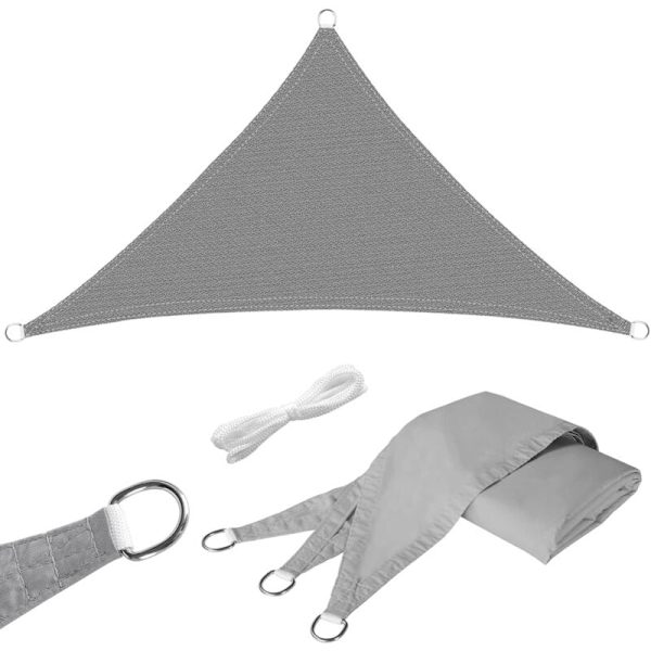 Trekantet SkyggeSeil, 3.6x3.6x3.6m, 180g/m2 Oxford Polyester og 95% UV-beskyttelse, Rivfast, Vanntett, for Hage, Balkong, Terrasse, Patio, Ca