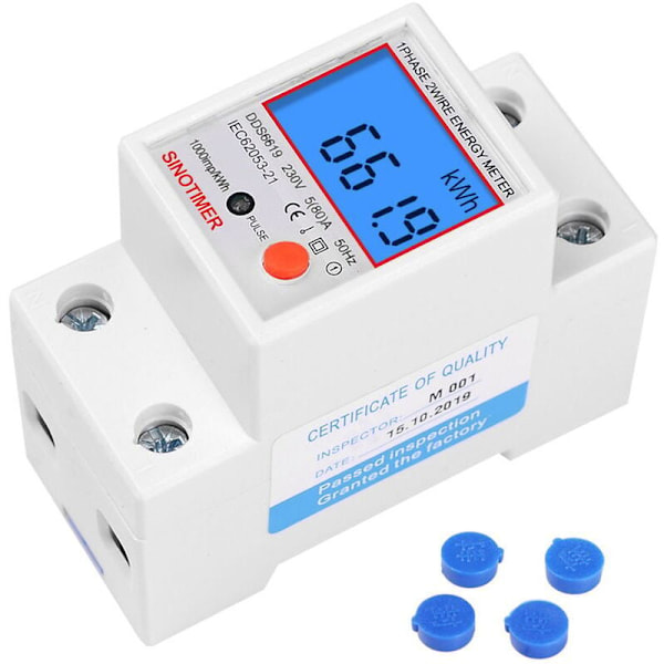 Multifunktionell enfasig elektronisk mätare Bakgrundsbelyst LCD-display DIN 5-skena 80A 230V Mått: 7.83.56.5cm