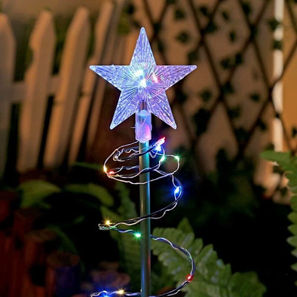 Juletrærlyslenke, utendørs solcelledrevet juledekorasjon gran, spiral juletrær, utendørs solcelledrevet hagejuledekorasjon LED-lys