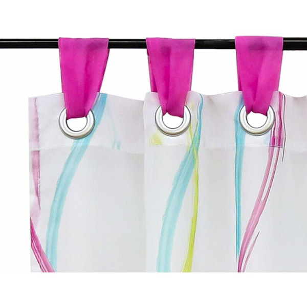 Gardinkappe i voile med spenner, bølgemønster H/B 30/90 cm, farget rosa