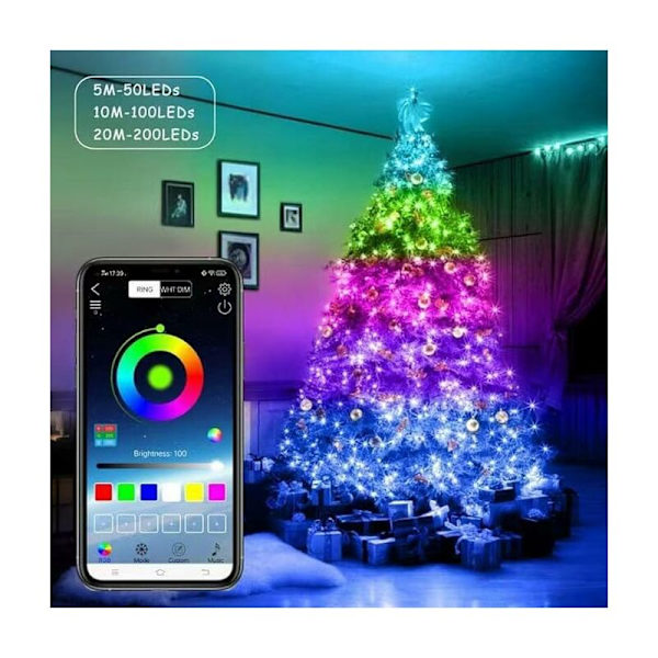 Dekorativ lampa String Inomhus USB Bluetooth Mobil APP Intelligent Styrning Koppartrådslampa String (5m)