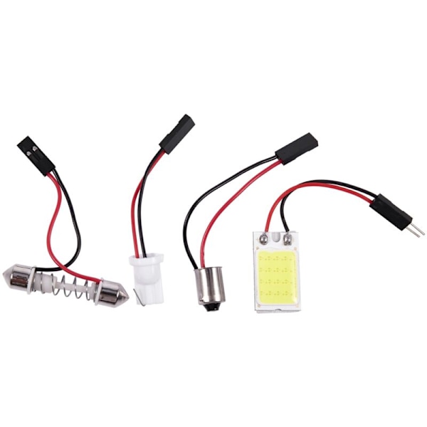 Auto Super Bright White 18 COB LED Panel Bulb + T10 Festoon Adapters