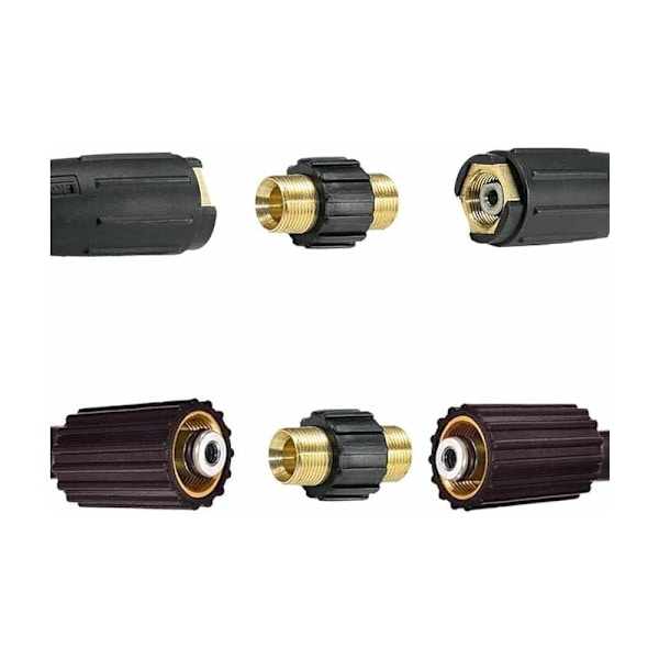 1 Hurtigkobling Slange Adapter, Rengjøringstilbehør, Høytrykks Vannpistol, Høytrykksspyler, M22 x 1.5 Dobbelthode Kompatibel med Karcher, Karcher H