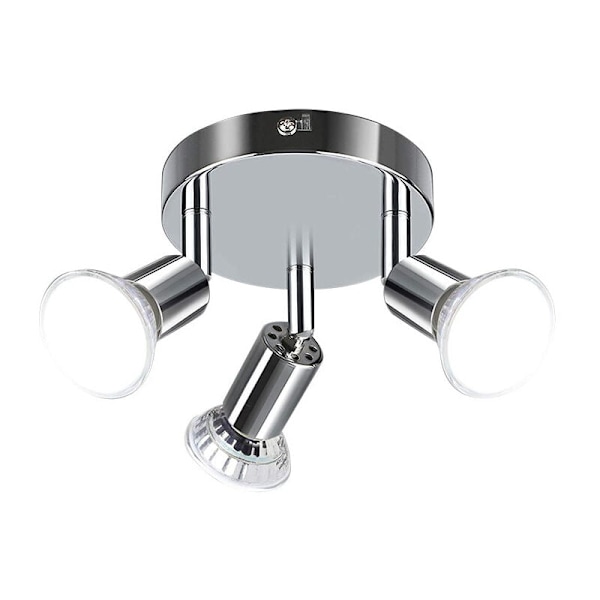 LED spotlight, loftslampe, badeværelseslampe, badeværelseslampe, IP44, justerbar og vippbar spotlight, 3x GU10, 3 justerbare spotlights, varmt lys