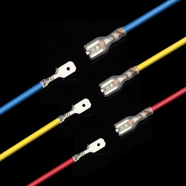 270 stk. Elektriske Terminaler, T-Forbindelseskabler, Han-Hun Spade-Kabelfastgørelser Krympe Terminalblok med Isolerende Hylsesæt 2,8 mm 4,8 mm