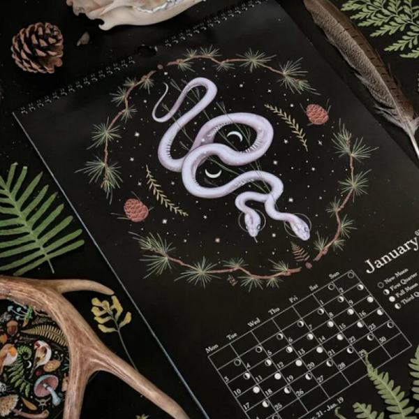 2022 Mørk Skog Veggkalender Illustrasjon Studie Arbeidstid Planlegging Dekorasjon Familiegave