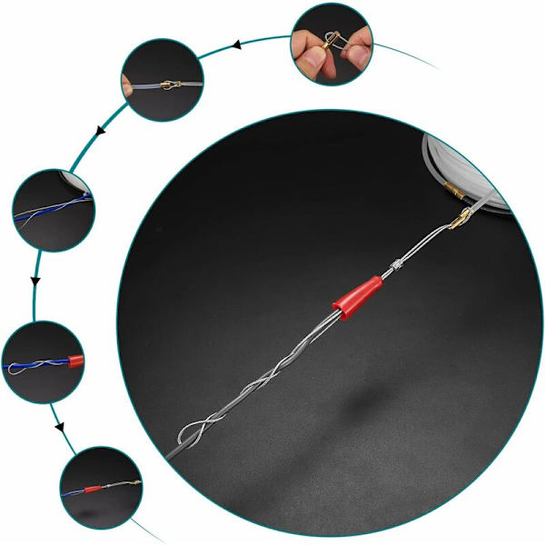 Elektrisk ledningstrækker nylonnål med fleksibelt styrehoved, trækøje hjælper med at trække kabler, tomme rør Ø4 mm, 30m transparent