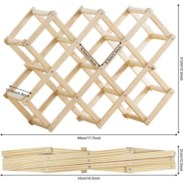 Stabelbar vinstativ i træ til opbevaring af 10 flasker 45
