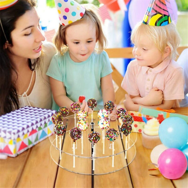 Akrylkakefat, 16 Huller Klar Kvadratisk Lollipop Holder til Bryllup, Babyshower, Bursdager A