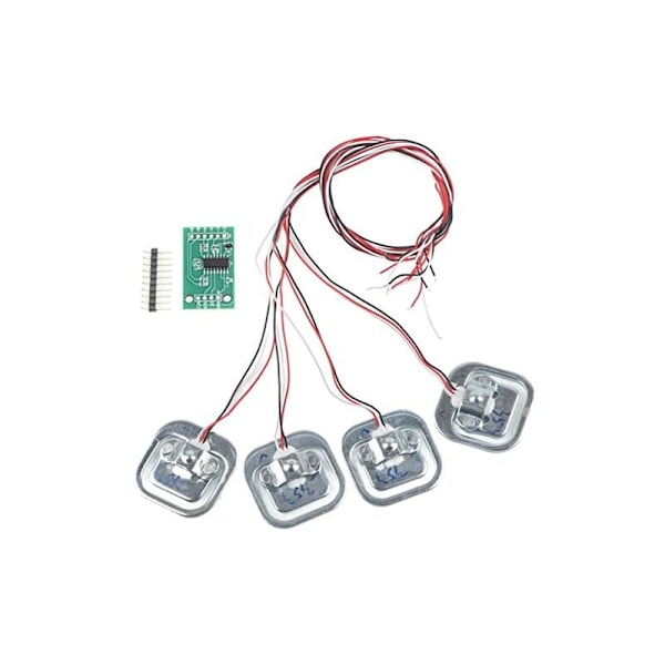 HX711 Arduino Trykfølermodul, 50kg/100kg/200kg Belastningsbelastningsmåler, 4 stk. Vægtfølersæt, Kompatibel med Arduino DIY, 1.34 1.34in