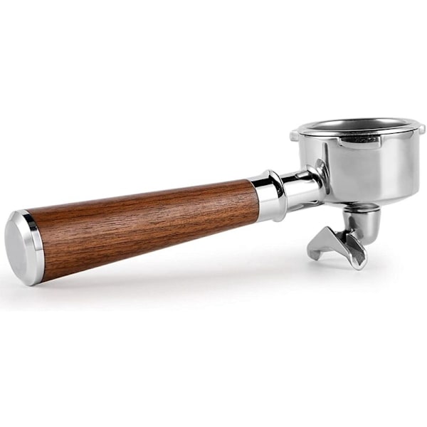 54mm Portafilter, Dobbelt Udløb Kaffe Portafilter med Rustfrit Stål Portafiltre og Valnød Håndtag