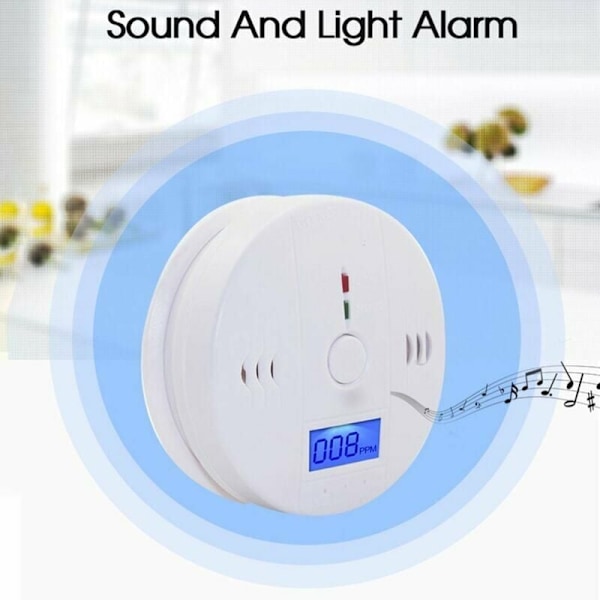 Kulmonoxiddetektor - 85dB alarm, uafhængig sirene, CO-forgiftningsalarm