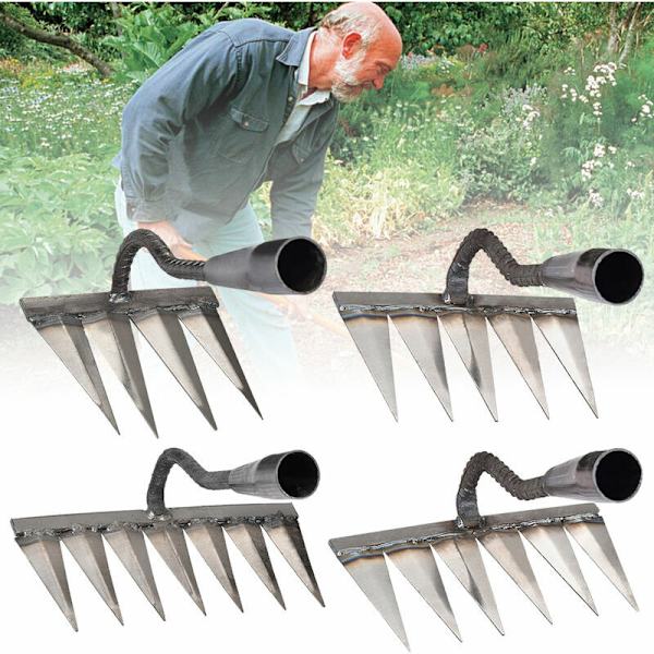 Teppe Rake Luking Hake Rake Landbruksverktøy Luking Scarifier Artifact Landbruksverktøy (4 tenner)