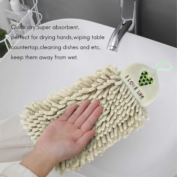 2-pack Kökshängande Handdukar Set Chenille Handduk Badrumshanddukar