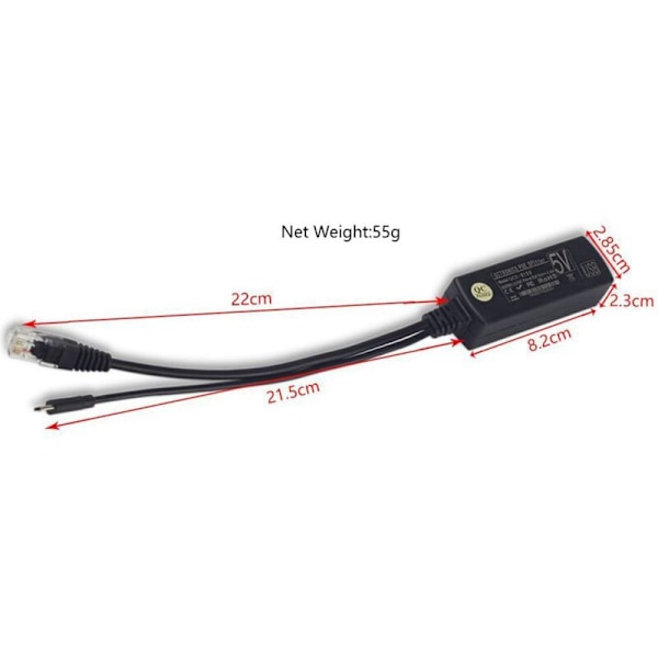 2X Standard POE Strømkildemodul Splitter 48V Til 5V2.4A USB-Interface